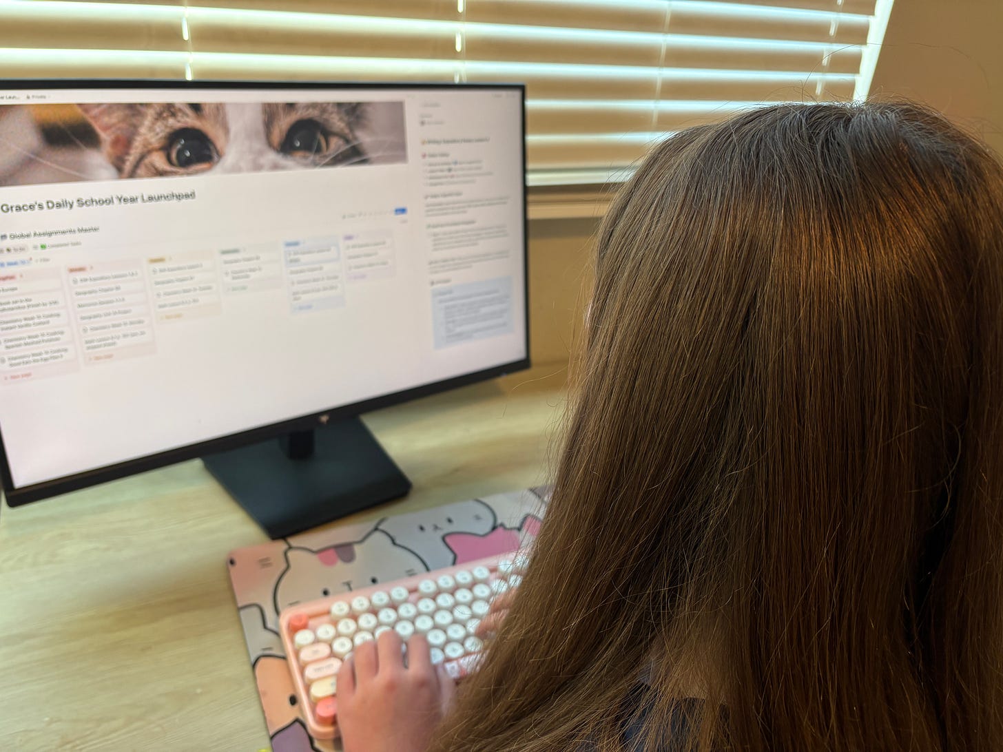 Teen girl working at computer. Teen girl working at computer.