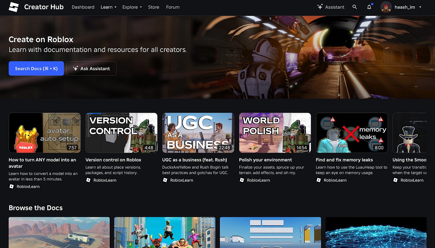 Roblox documentation screenshot.