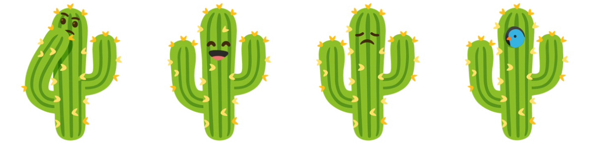 Fout cartoon cacti--the banner for Be a Cactus.