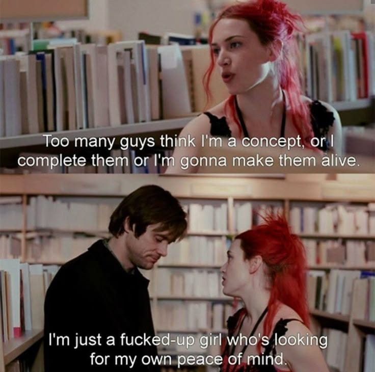 This may contain: two different scenes with the same person talking to each other in front of bookshelves