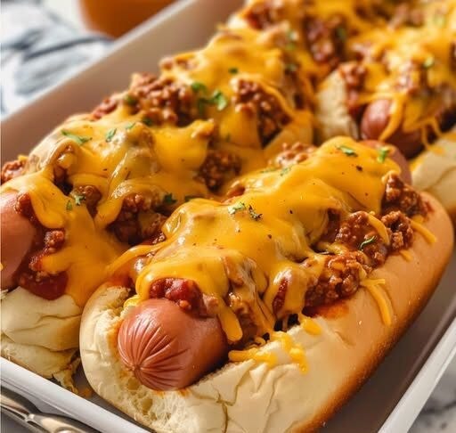 Oven Baked Chili Cheese Dogs That Practically Make Themselves