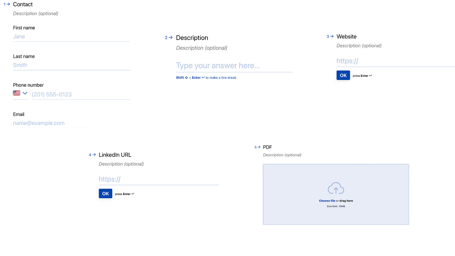 The startup fills out a basic form