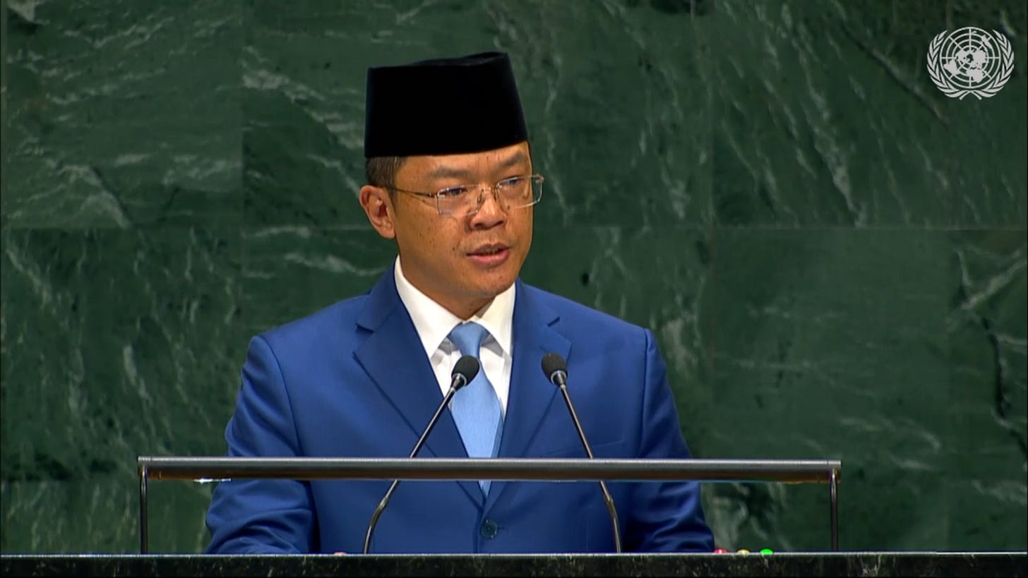 Indonesian Foreign Affairs Minister Sugiono delivers his insights on addressing global issues, especially strengthening multilateralism and supporting Palestinian statehood Indonesian Foreign Affairs Minister Sugiono delivers his insights on addressing global issues, especially strengthening multilateralism and supporting Palestinian statehood