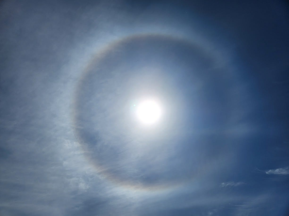 Picture of a halo around the sun.