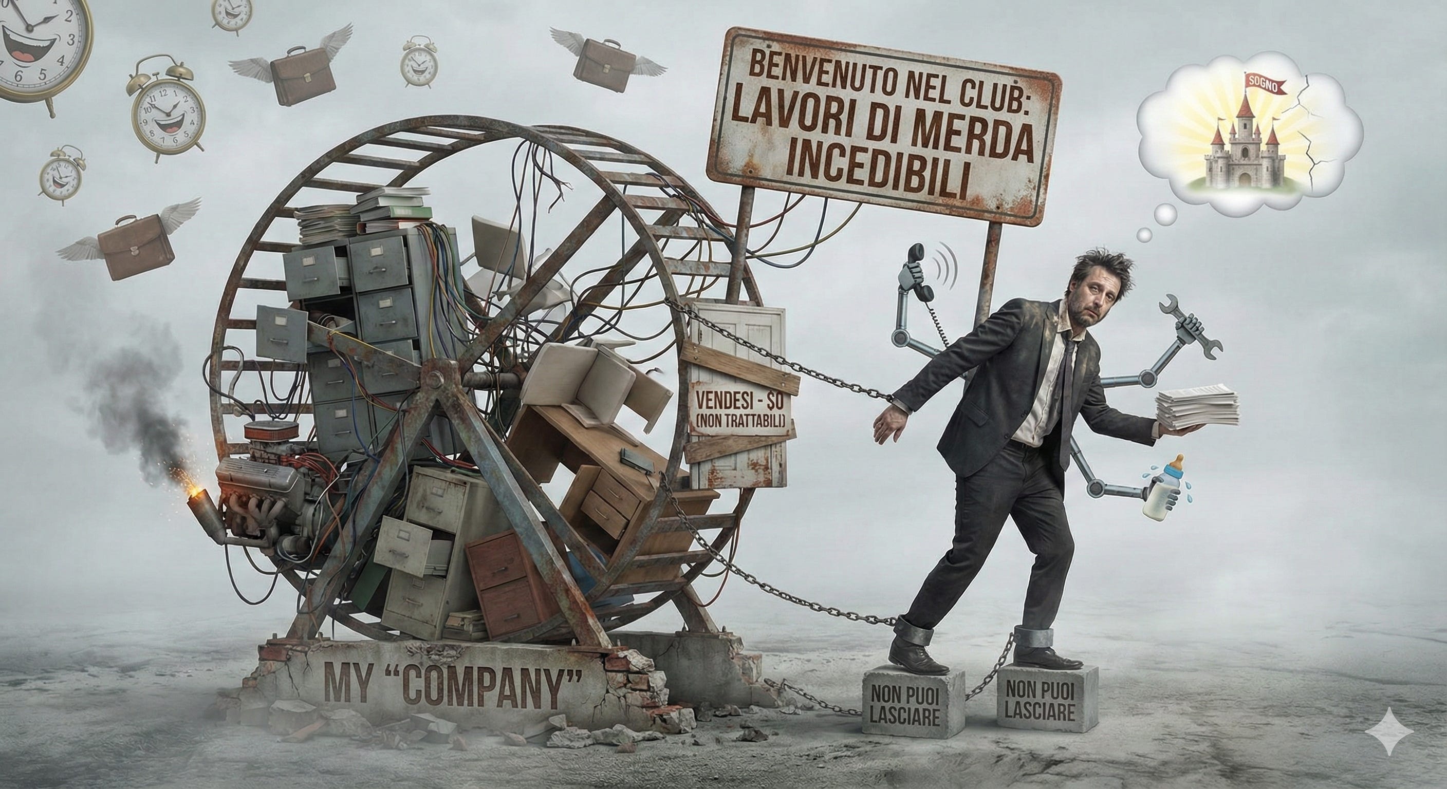 Pensavi di costruire un'azienda. Hai costruito un lavoro di merda che non  puoi vendere, non puoi lasciare e non puoi delegare. Benvenuto nel club., image size:2816x1536