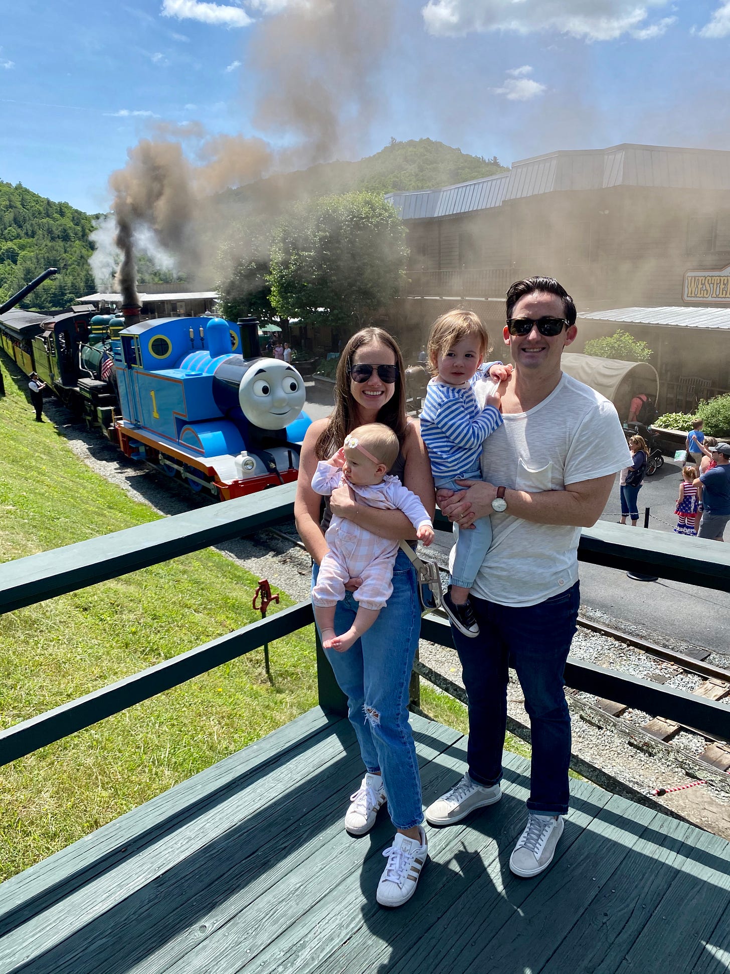 a family at “A Day out at Thomas” at Tweetsie Railroad a family at “A Day out at Thomas” at Tweetsie Railroad