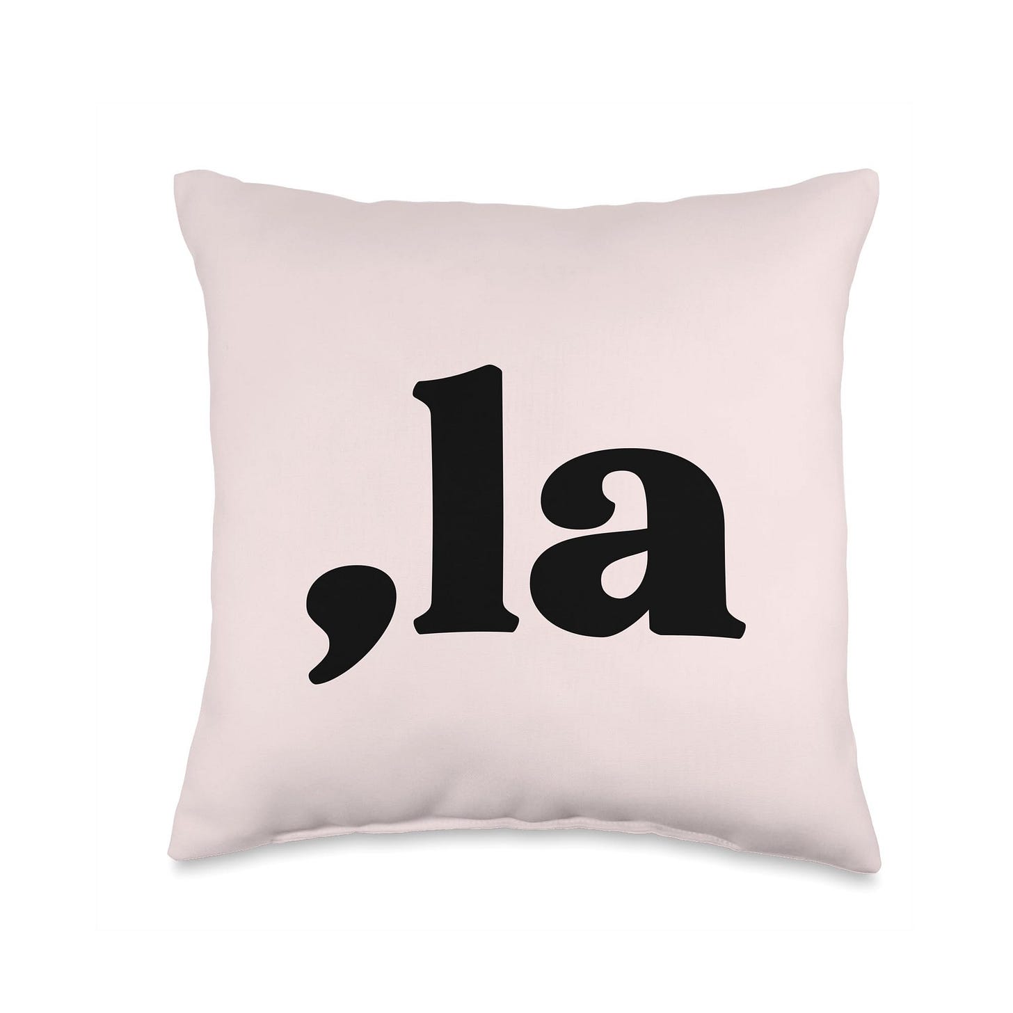 A white pillow with black text on it

Description automatically generated