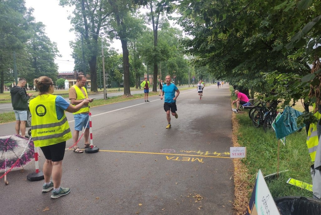 The finish line, marked with the word META