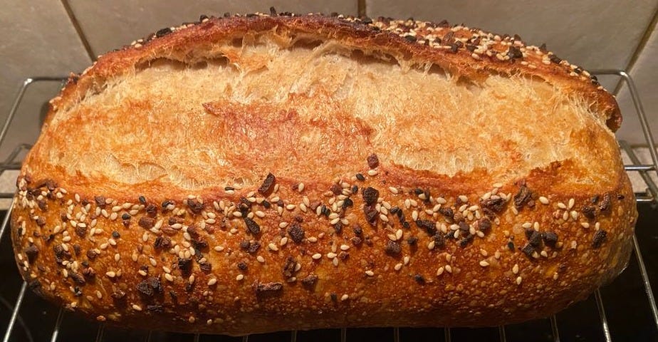 Sourdough loaf with seeds. Sourdough loaf with seeds.