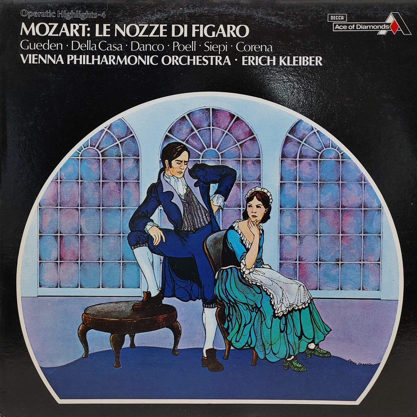 Vintage LP art for Mozart's Le nozze di Figaro