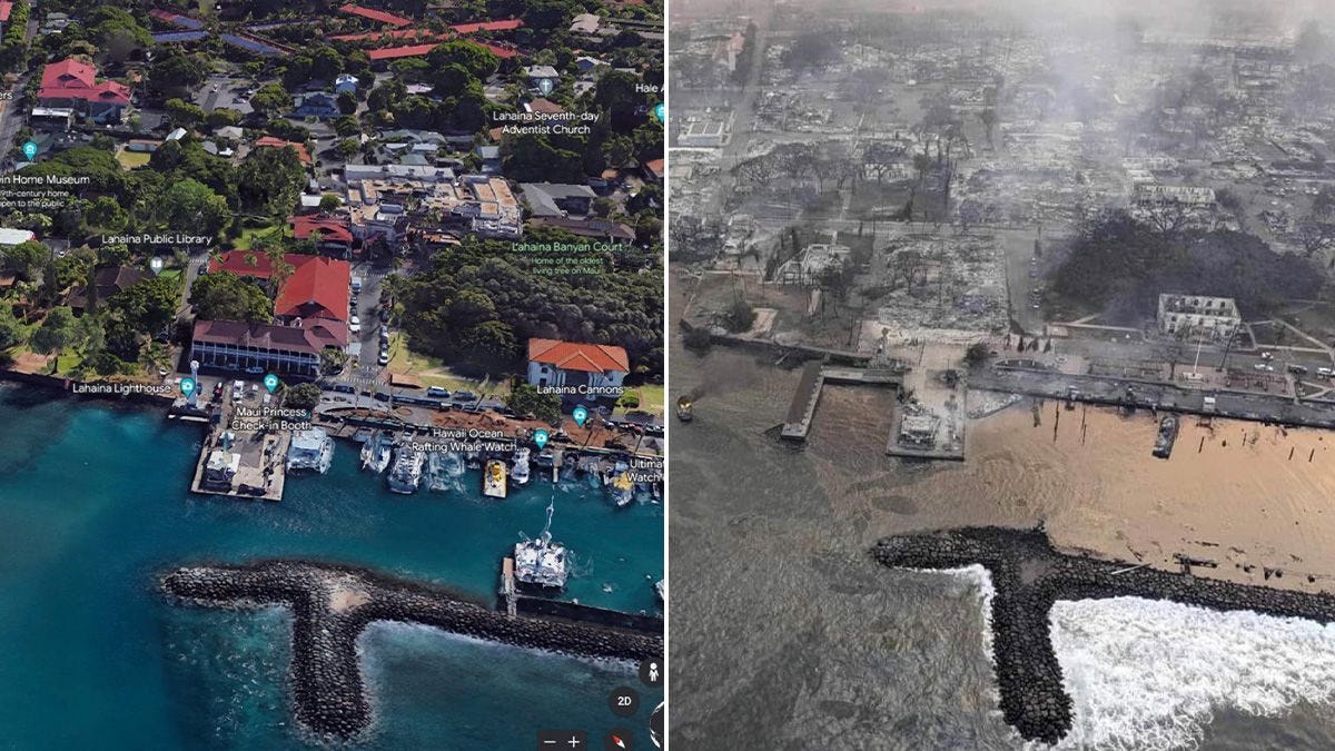 Hawaii fires: Horror before and after photos show utter devastation as ...