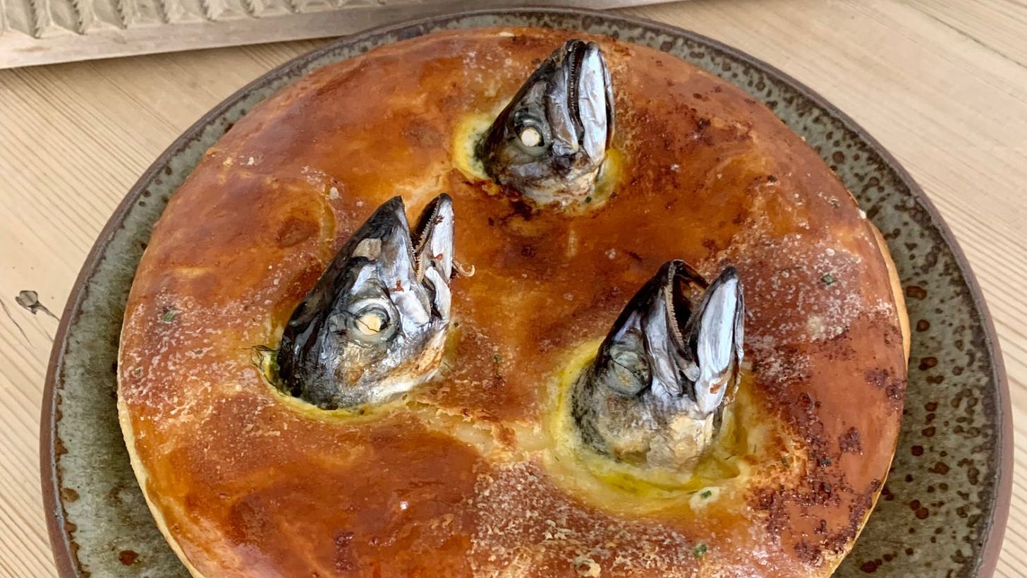 Stargazy Pie is usually only served on December 23 in Mousehole. Stargazy Pie is usually only served on December 23 in Mousehole.