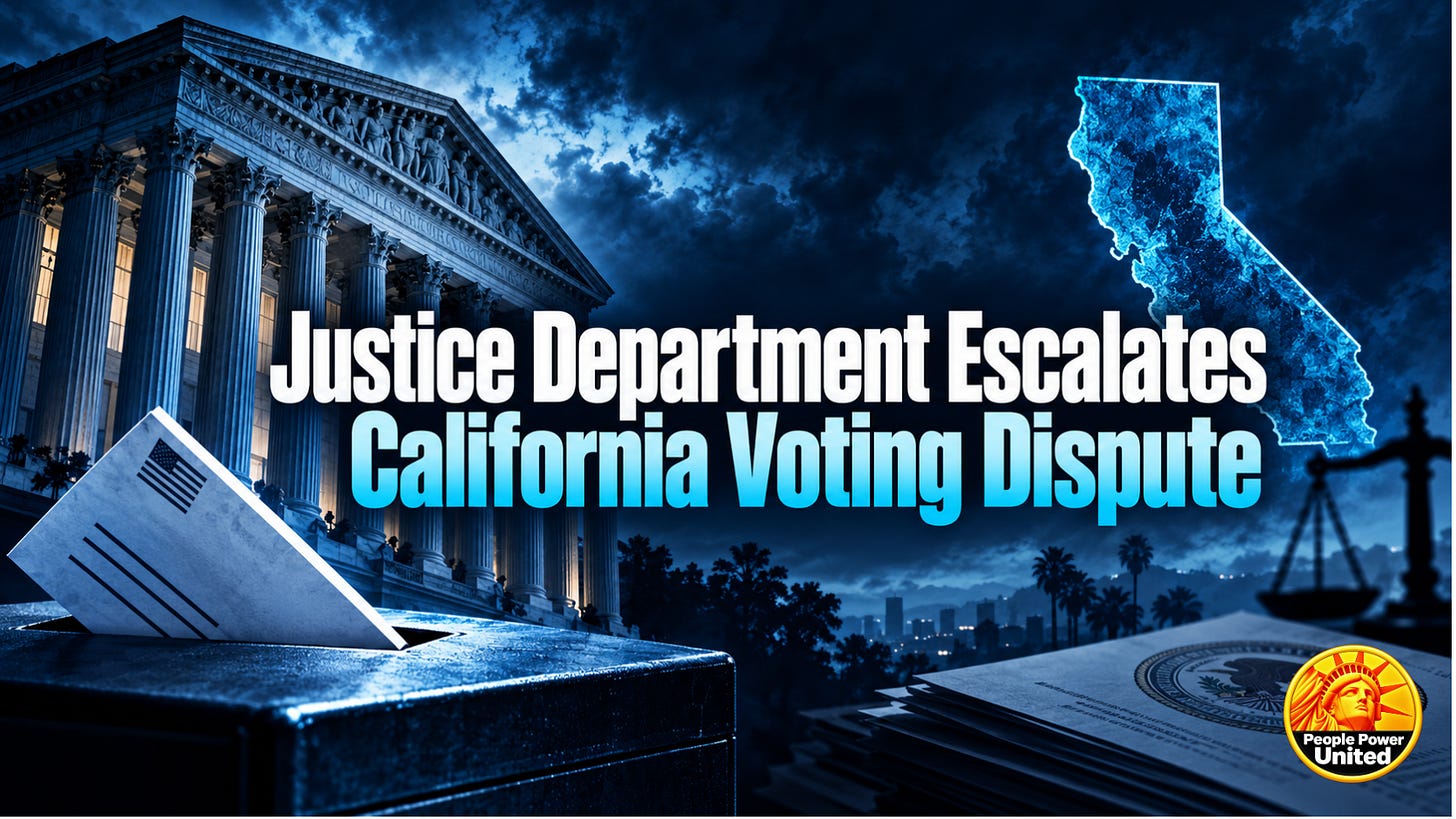 Justice Department Escalates California Voting Dispute.