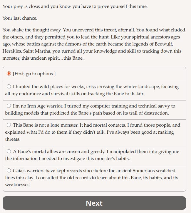 a screenshot of the game Werewolf: Book of Hungry Names