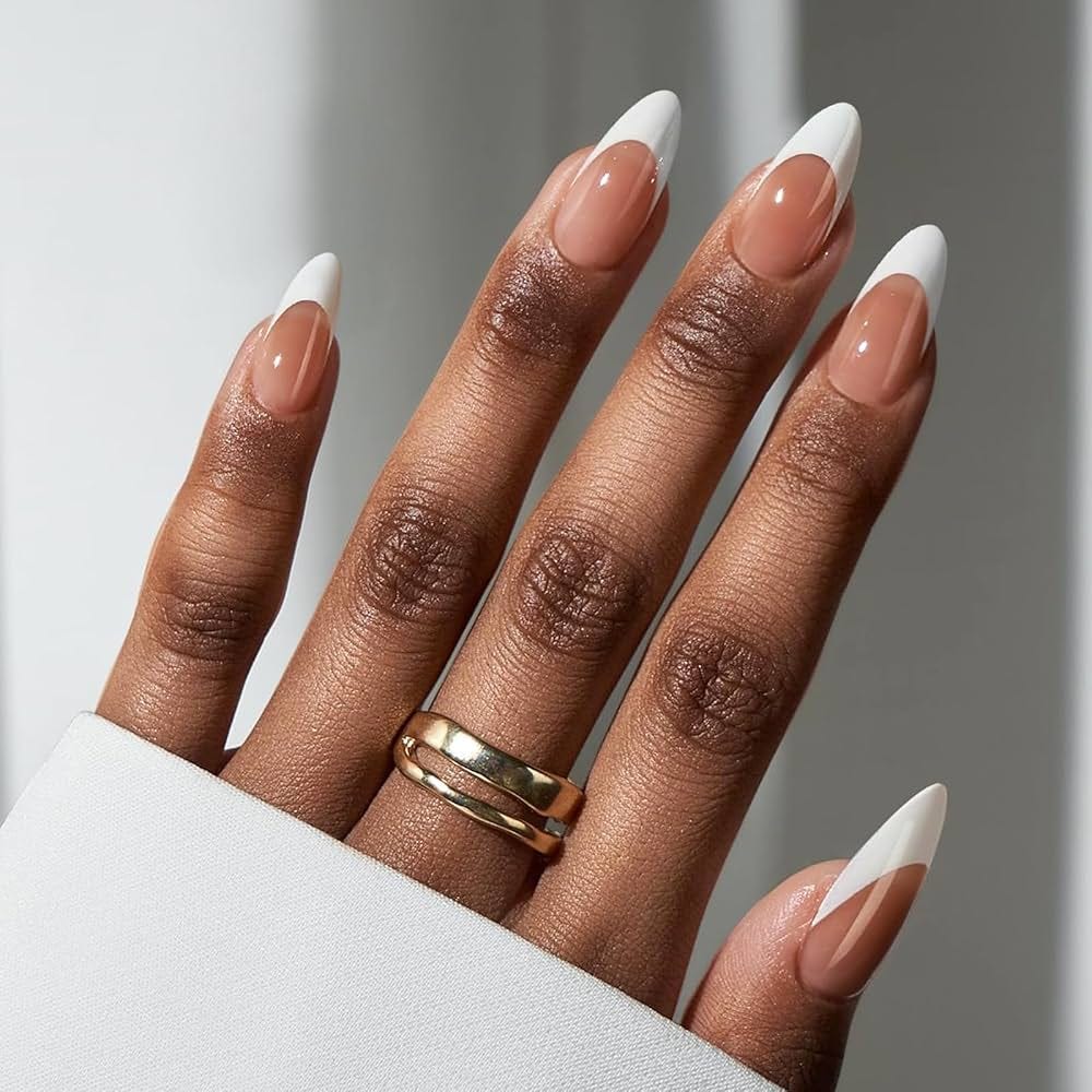 Amazon.com: BTArtbox French Tip Press On Nails - Medium Press On Nails  Almond, Natural Fake Nail with Nail Glue, Brown Glue On Nails in 15 Sizes -  30 Fake Nails Kit, Capable :