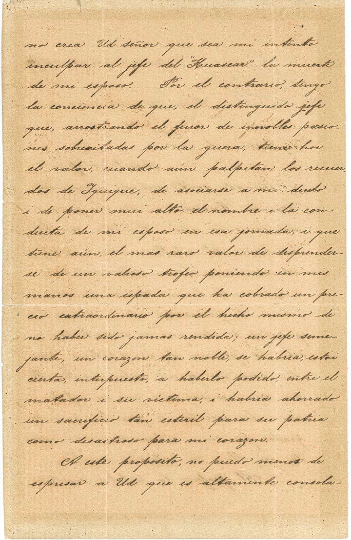 Cartas originales entre Miguel Grau y Carmela Carvajal de Prat
