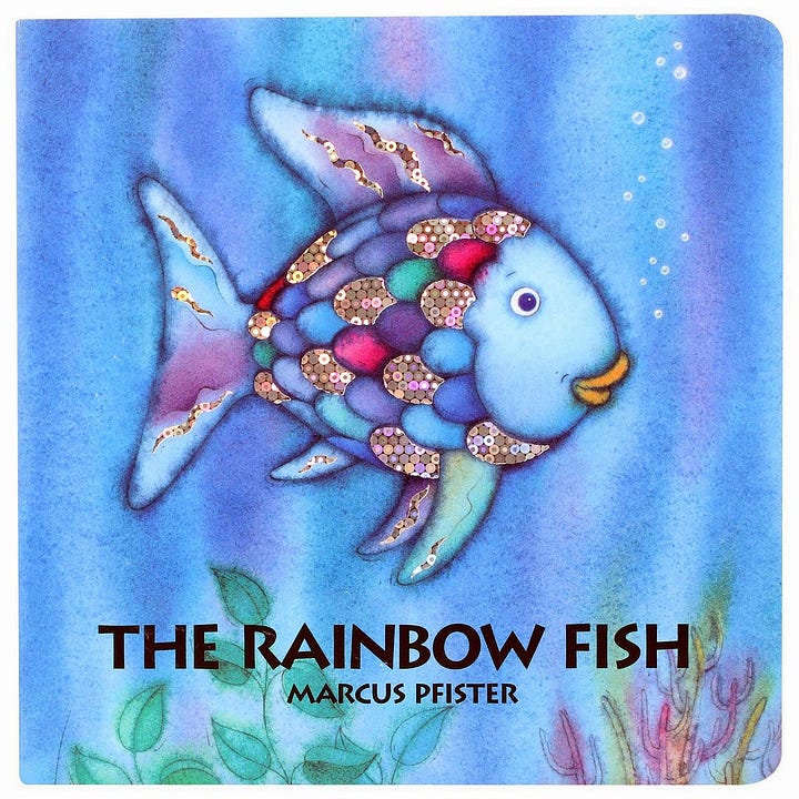 The Rainbow Fish by Marcus Pfister and the corn husk dress created by Austin Scarlett