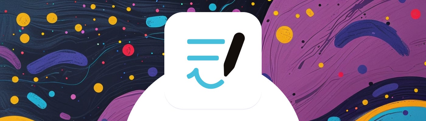 The GoodNotes app icon on a colorful background.