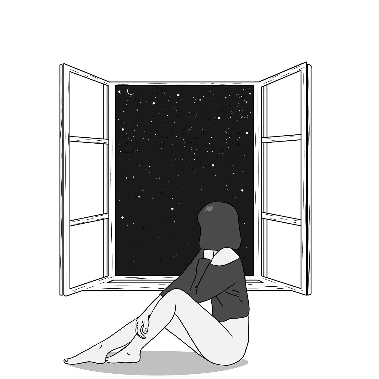 Free girl night nature illustration