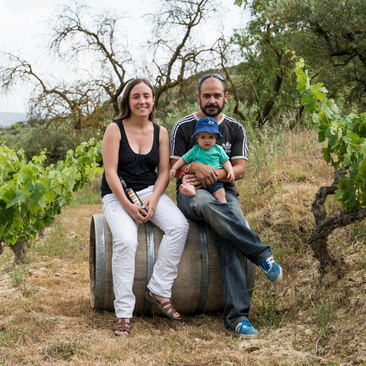 The El Mozo winery is known by two names: Compañón Arrieta, the surnames of sister and brother Itxaso and Unai, who manage the business together with Gorka Mauleón, Itxaso's husband, and El Mozo, the nickname of their grandfather, who started the business. Pictured: Itxaso Compañon and  Gorka Mauleón and their son Unai.