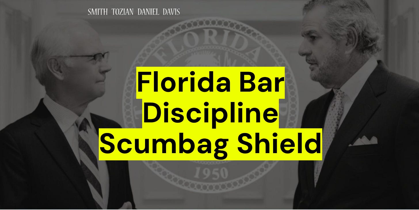 Florida Bar Discipline Scumbag Shield: Fake identities, bad faith, and a $62,320 sanction - Smith Tozian’s crooked defense of Nick Chiappetta.