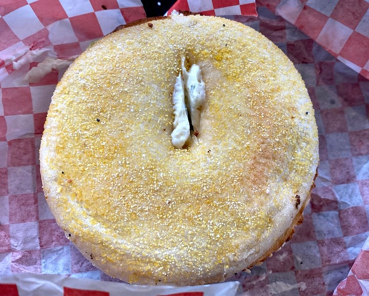 Bottoms of the plain and everything bagel