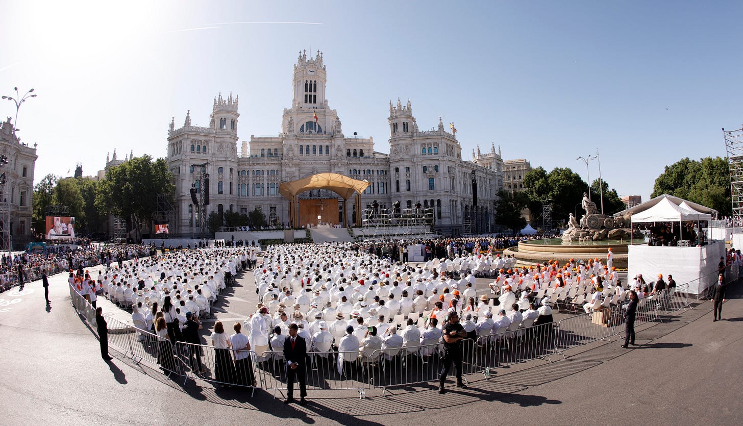 Crowds gather for Pope Leo XIV’s Corpus Christi Mass in Madrid’s Plaza de Cibeles