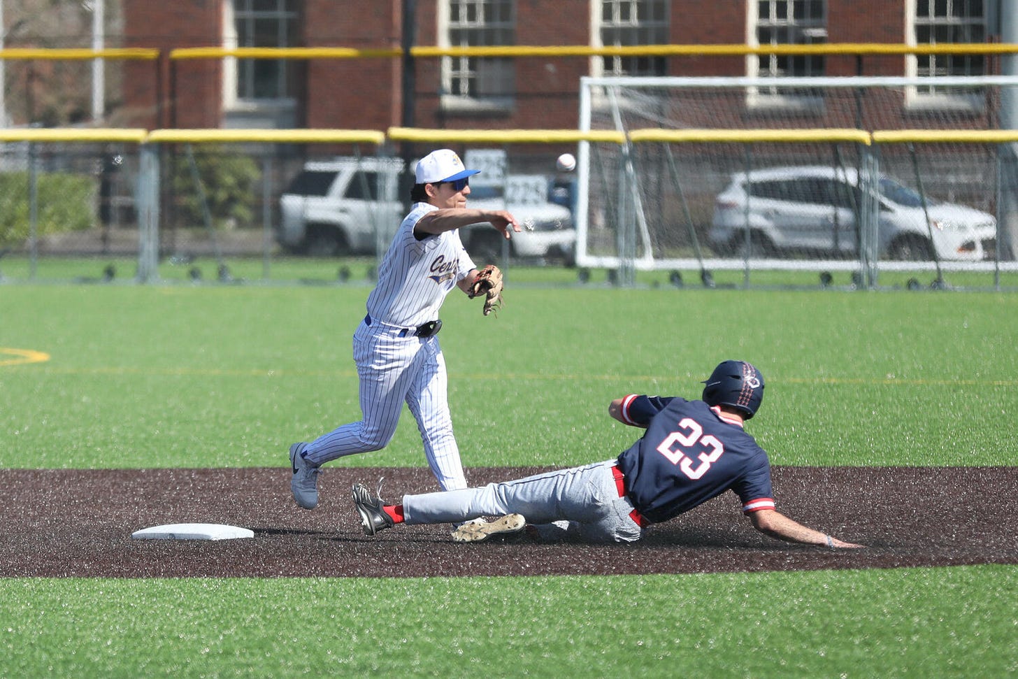Centralia College's Isaiah Anzaldua throws to first to complete a double play during CC's doubleheader against Lower Columbia College on April 5. Centralia College's Isaiah Anzaldua throws to first to complete a double play during CC's doubleheader against Lower Columbia College on April 5.