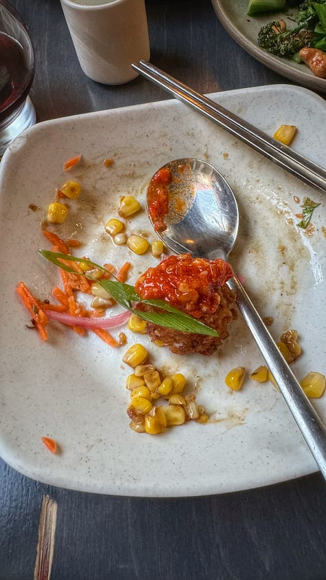 Photos of dishes served at Miss Kim, described in the caption from left to right