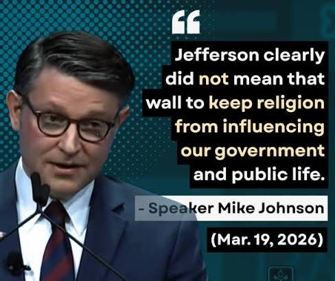 Speaker Mike Johnson misrepresents separation of church and state