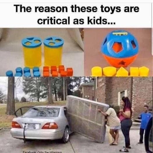 May be an image of 3 people, child, toy and text