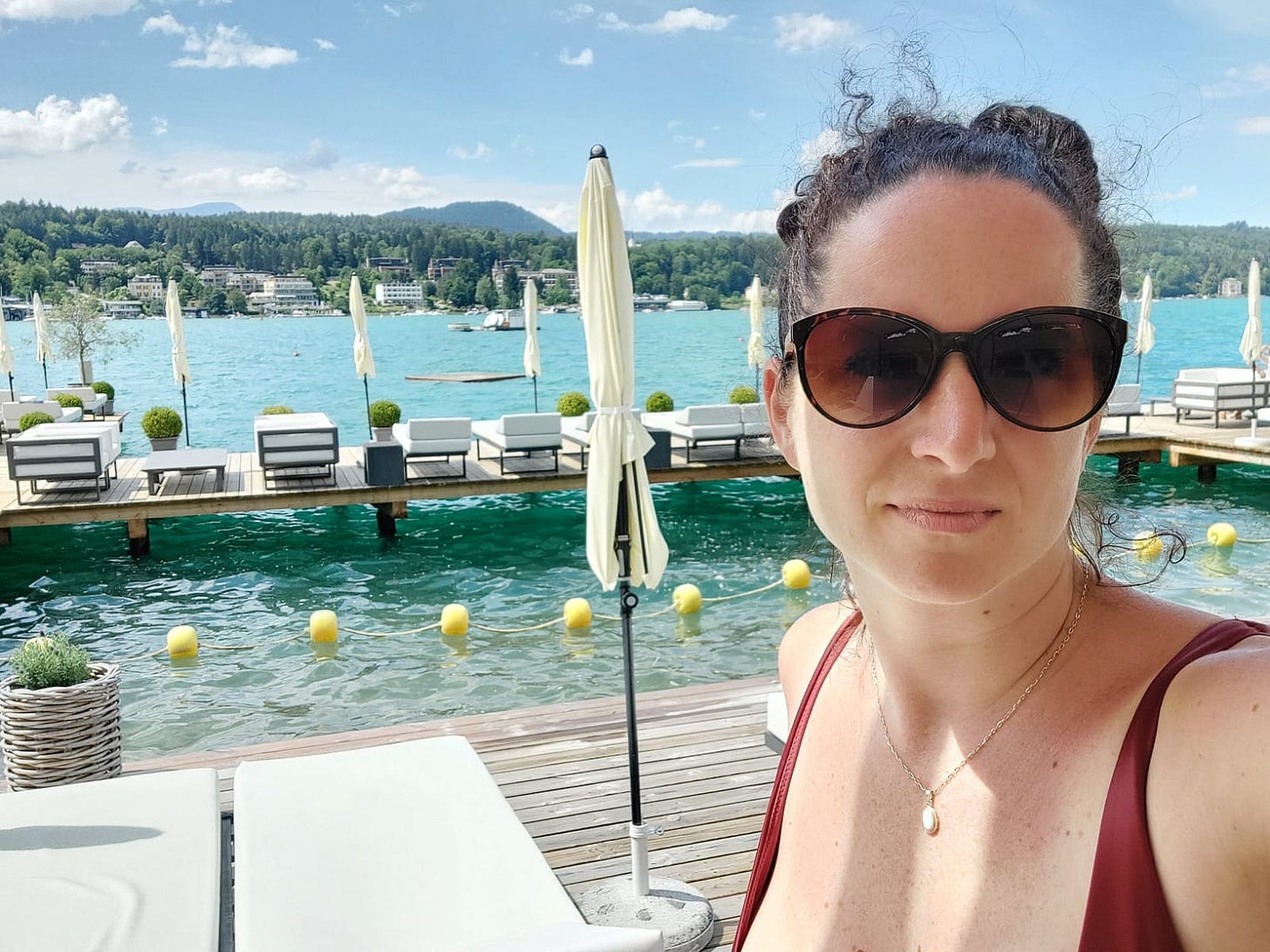 Golden Flow Annya on the lake beach at Wörthersee, Velden