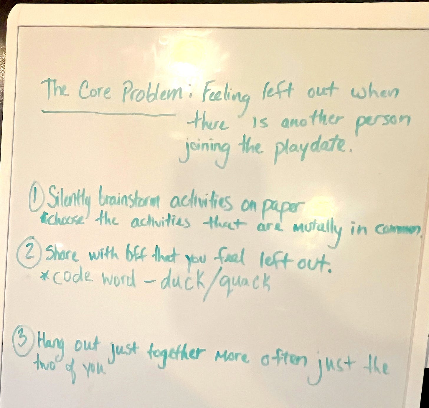 Photo of the whiteboard used in the restaurant with some notes and working agreements