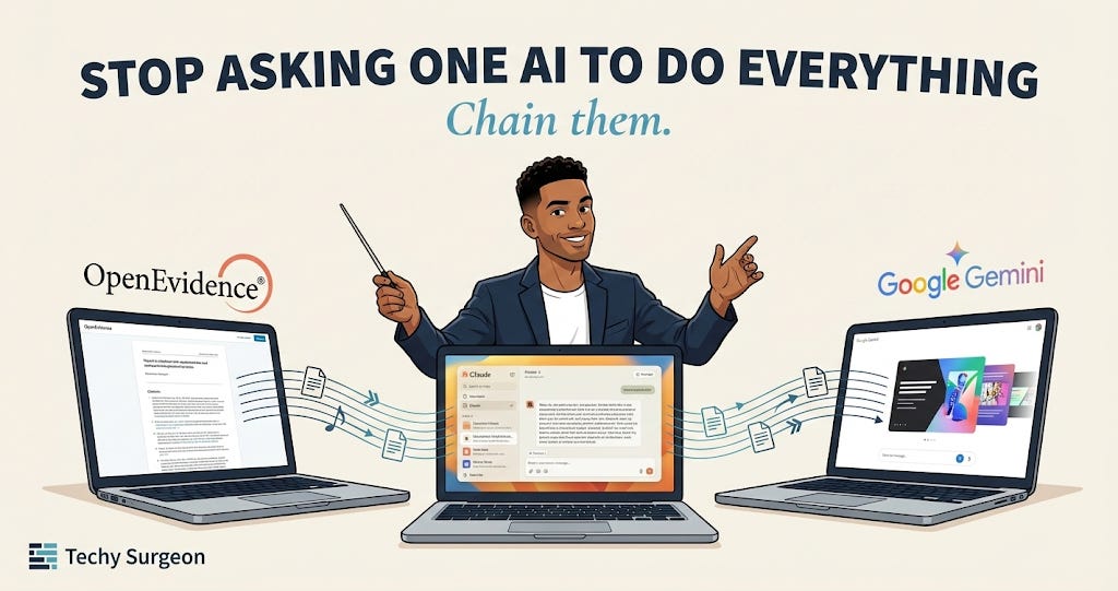 The AI Grand Rounds Presentation Chain: Open Evidence → Claude Cowork → Gemini