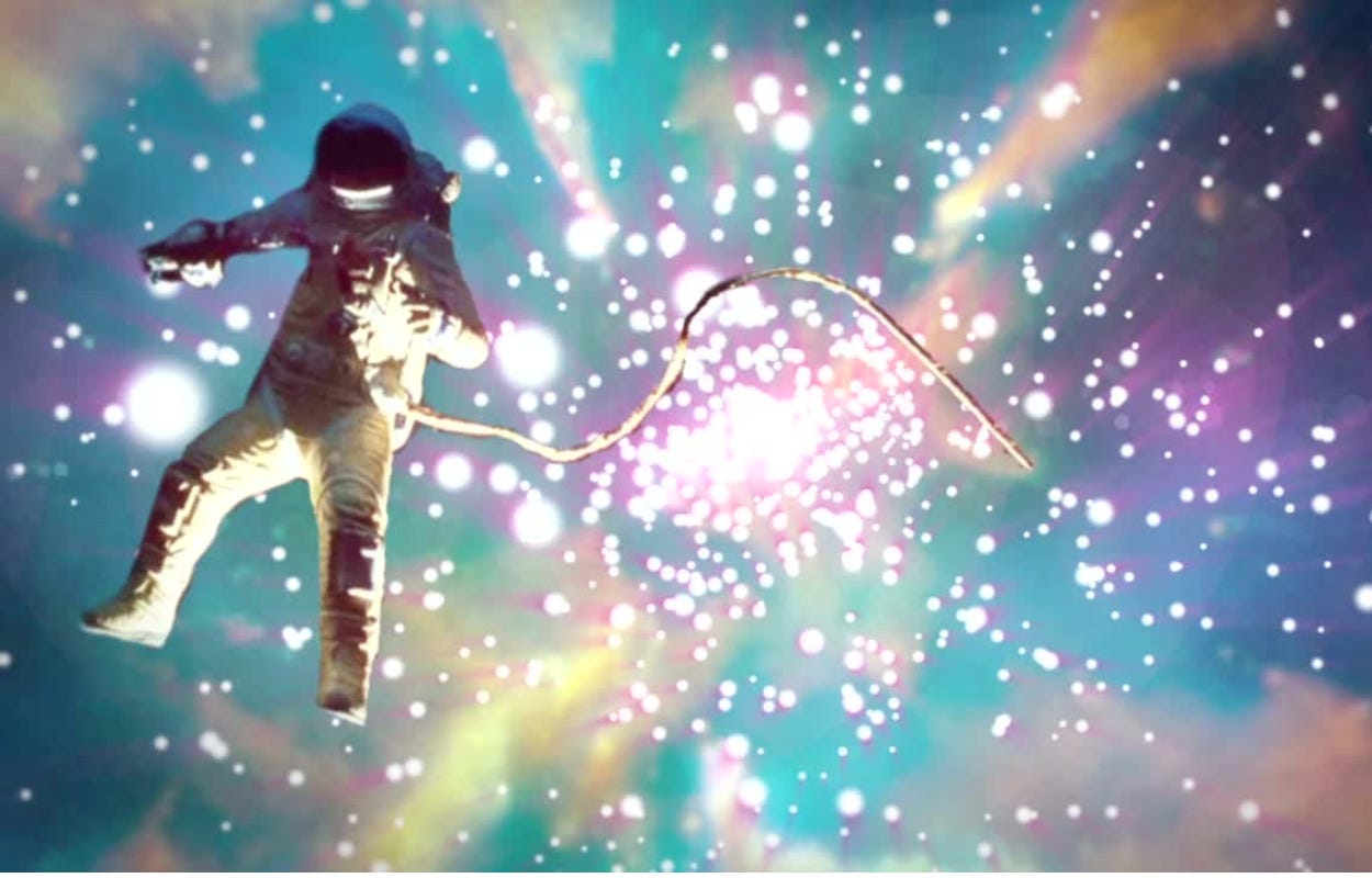 Astronaut floating untethered in the cosmos
