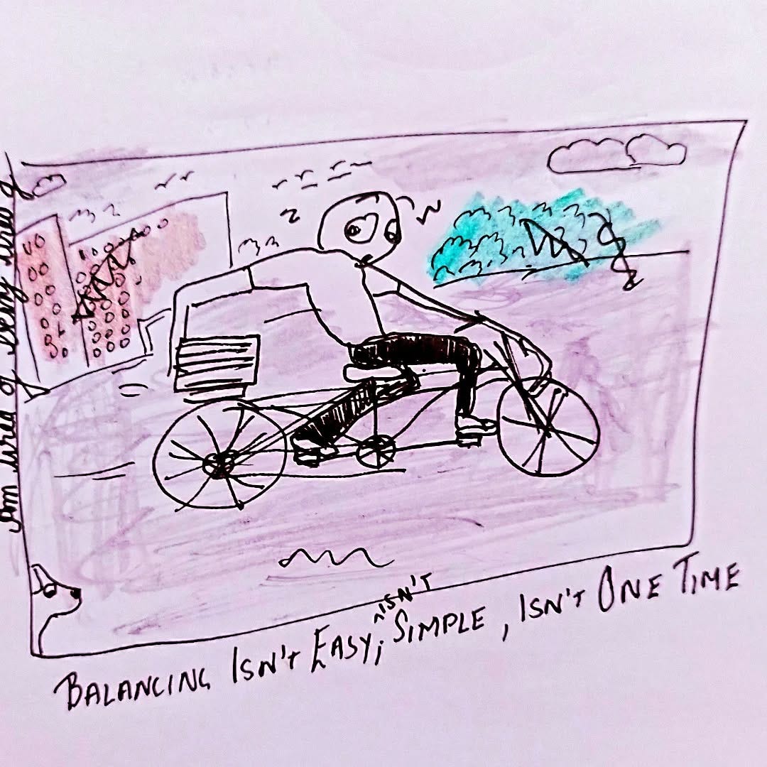 May be an illustration of ‎segway and ‎text that says '‎ہ 0 イはいー IL Si BALANCING IsN't FASYI ל'אליה SIMPLE ISN'T ONE TIME‎'‎‎