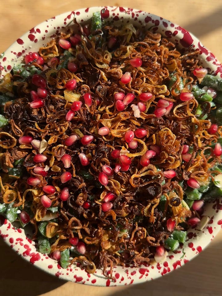 Green Bean & Pomegranate Chopped Salad with Feta Dressing