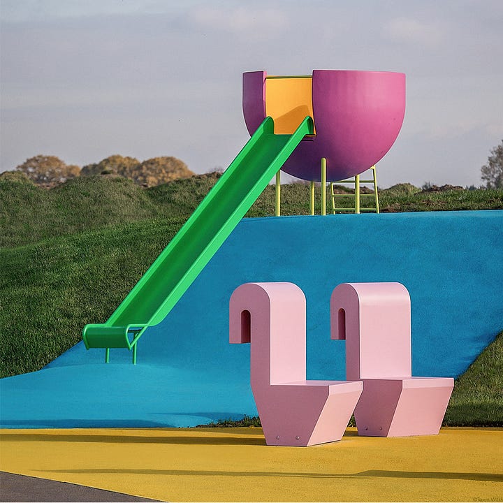 Never Stop Dreaming (Image: The North Face) | Beacon of Dreams (Image: Yinka Ilori) | Flamboyance of Flamingo Playground (Image: Yinka Ilori) | Bulgari Hotel Cake Stand (Image: Yinka Ilori)