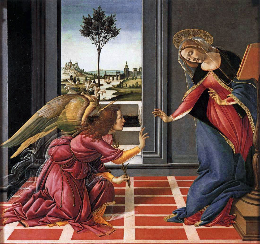 Annunciation with a lily on the floor