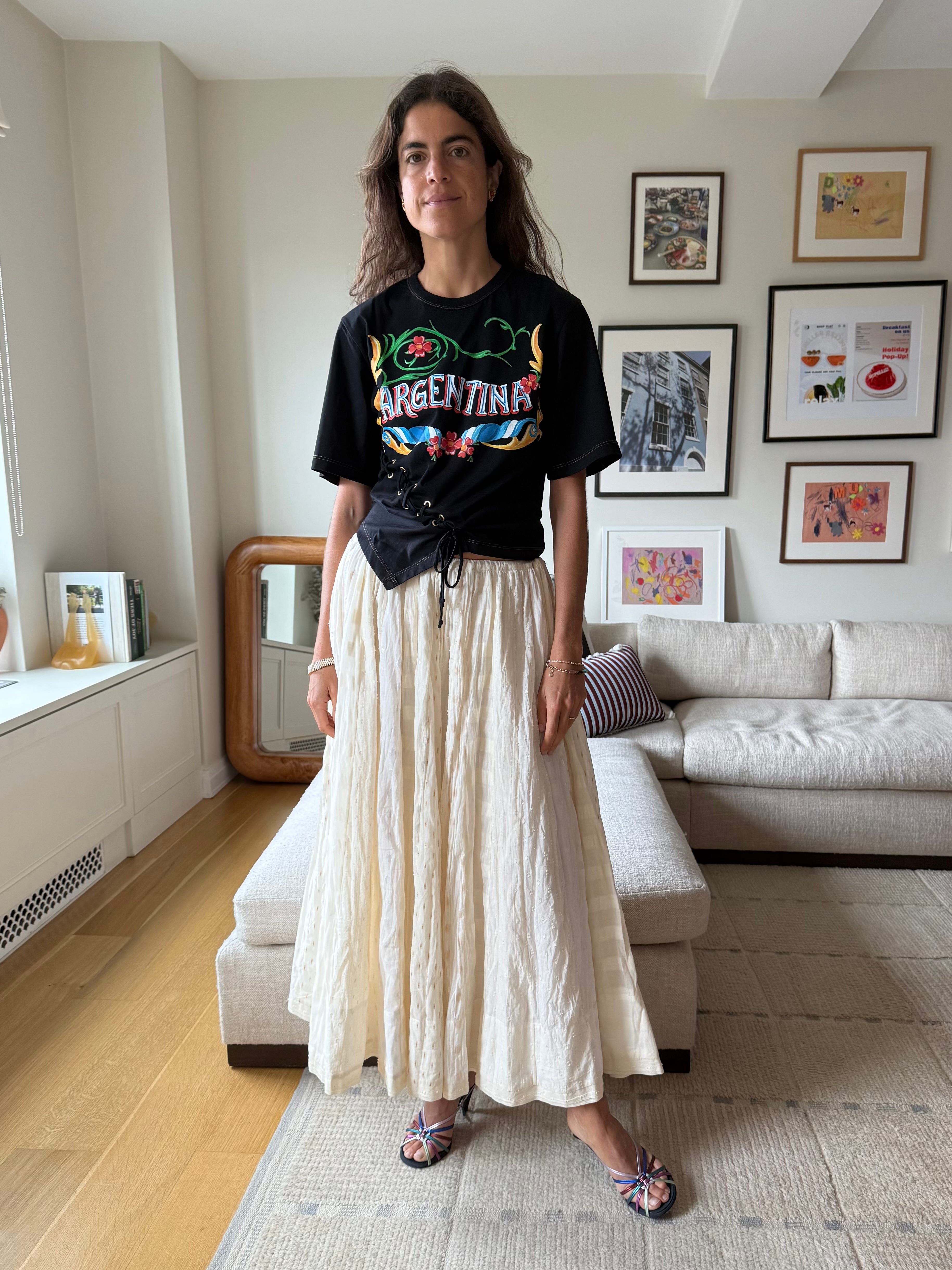 T-straps and maxi skirts