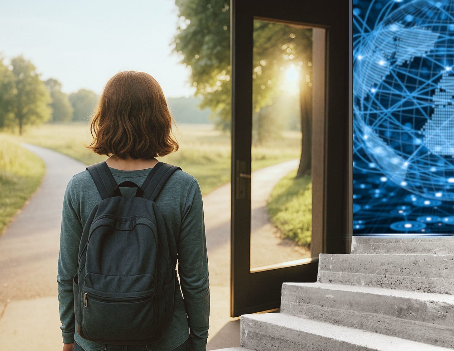 high school student with backpack deciding which career path to take