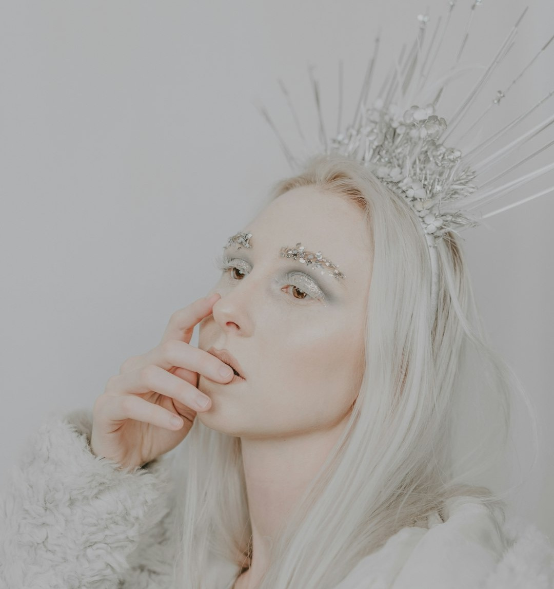 woman in white fur coat