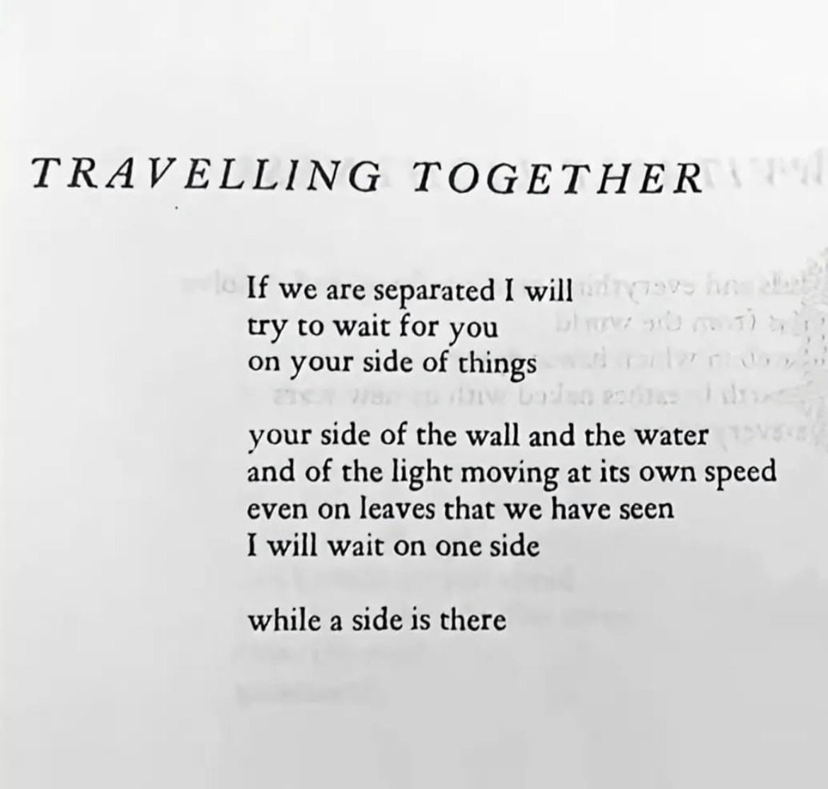 POEM] Travelling Together by W. S. Merwin : r/Poetry