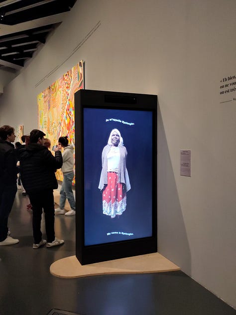 Vues de l'exposition "Songline" au musée du quai Branly, Paris, 2023.