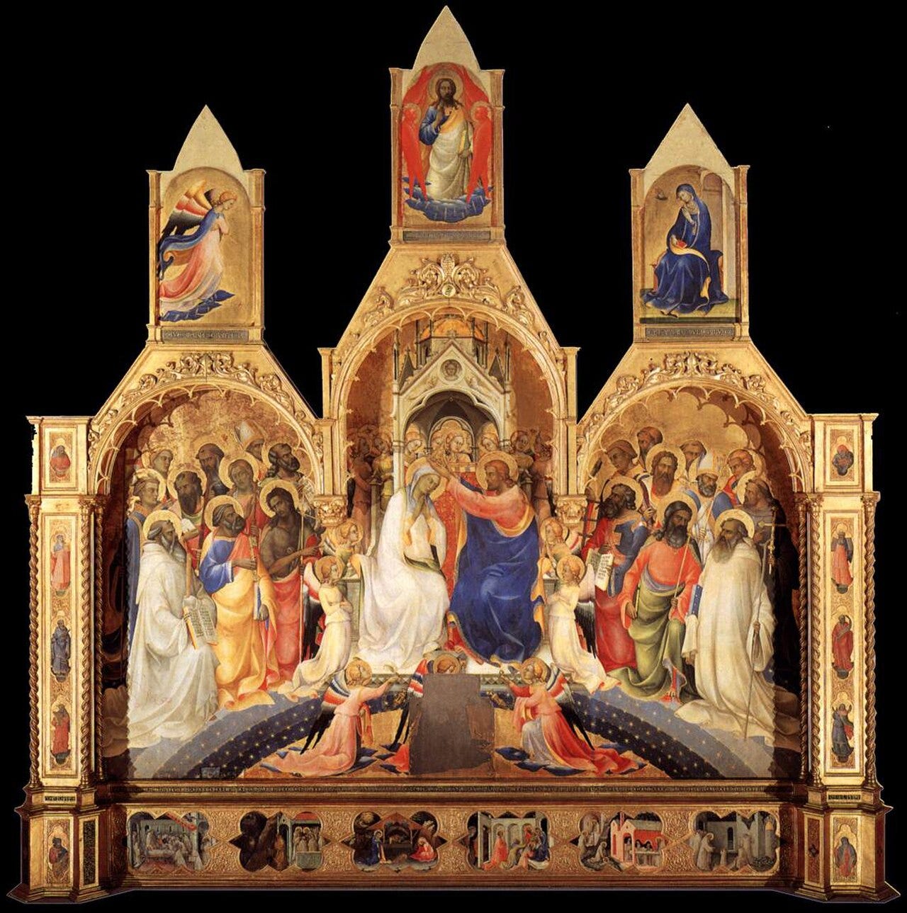 Lorenzo Monaco, Coronation of the Virgin, glowing International Gothic color and gold