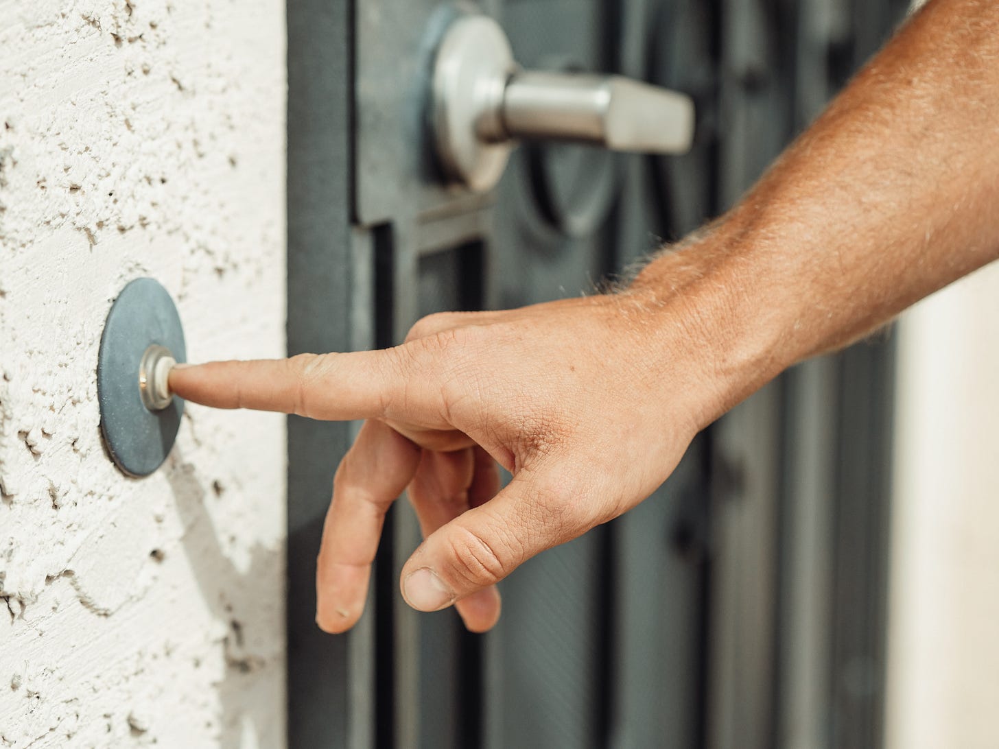 Guy ringing doorbell Guy ringing doorbell