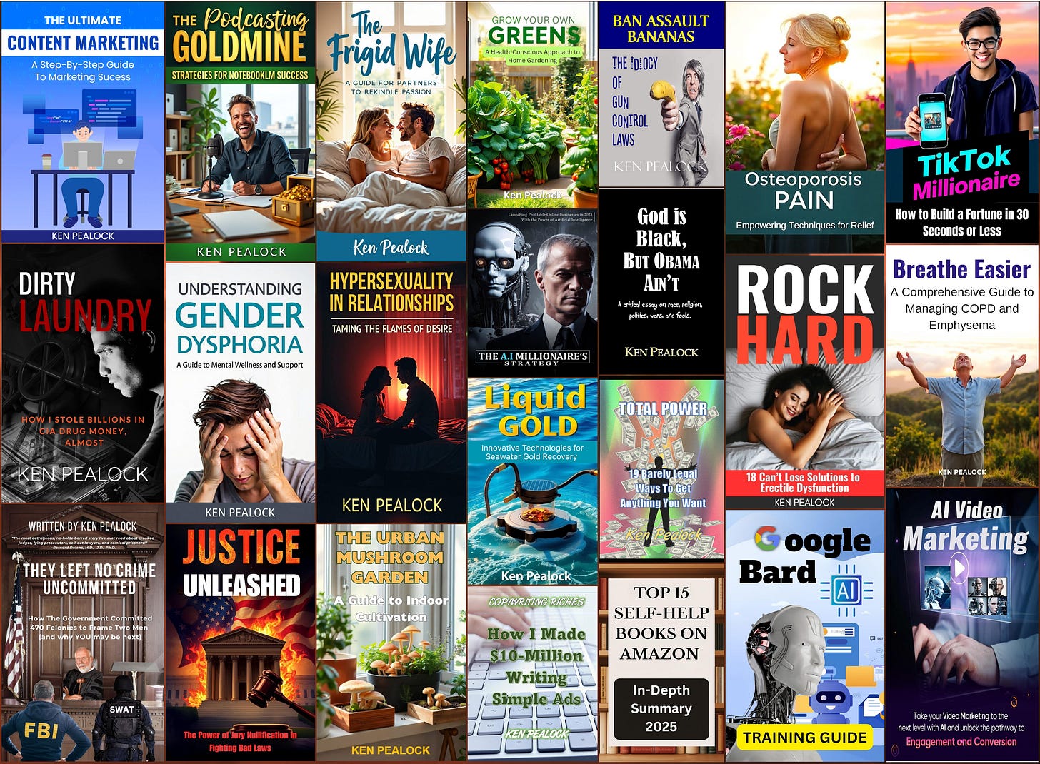 collage of 23 books by Ken Pealock collage of 23 books by Ken Pealock