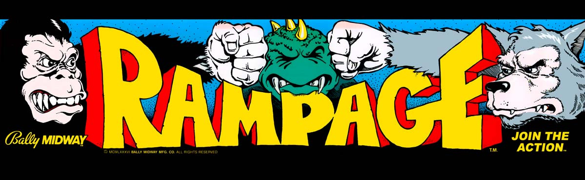 Rampage Arcade Marquee - 26" x 8" - Arcade Marquee Dot Com