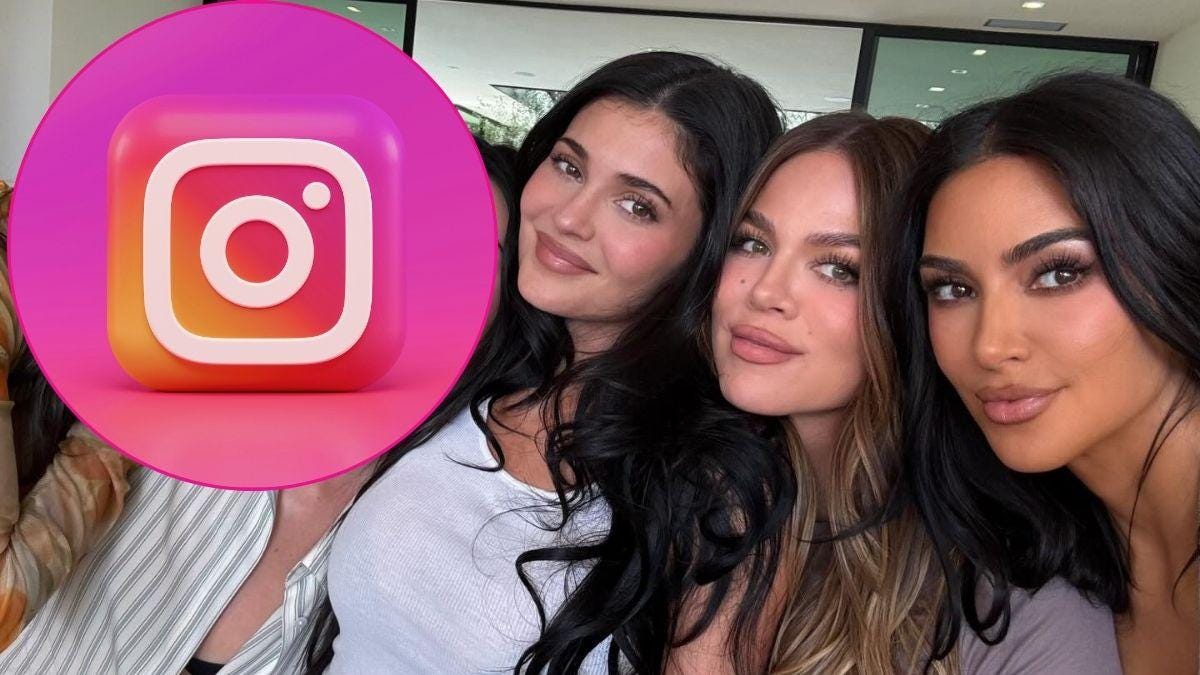 Composite photo of Kylie Jenner, Khloé Kardashian, Kim Kardashian and Instagram app. Composite photo of Kylie Jenner, Khloé Kardashian, Kim Kardashian and Instagram app.