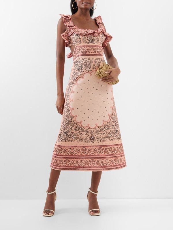 Pink Matchmaker paisley-print linen midi dress | Zimmermann | MATCHES UK